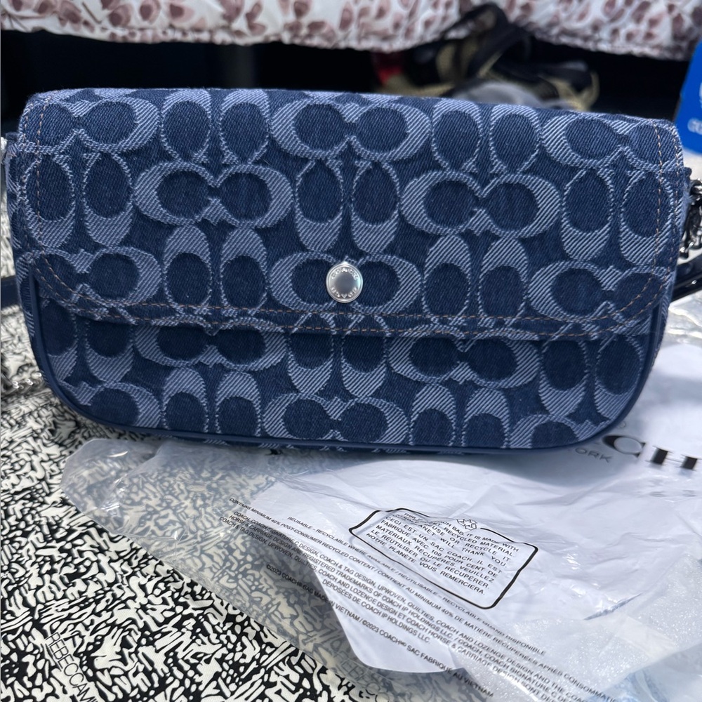 COACH DENIM BROOK FLAP CHAIN BAG NWT